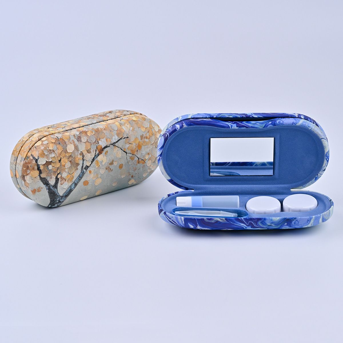 Lens Case Pouch - Twee-in-één brilhouder Drukbestendig Draagbaar Creatief Vloeistofgelaagde