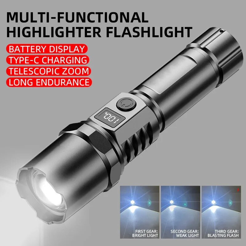 Photography Ratio - High Power Xhp100 Led Zaklamp Oplaadbare