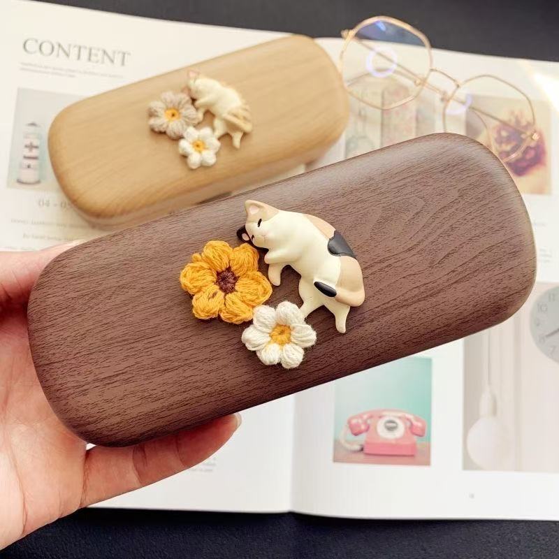 Lens Case Pouch - Leuke Kat PU Lederen Brillenkoker Draagbare