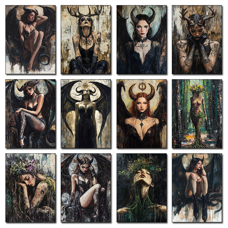 Photography Night - Mooie Lilith Art Print gehoornde godin