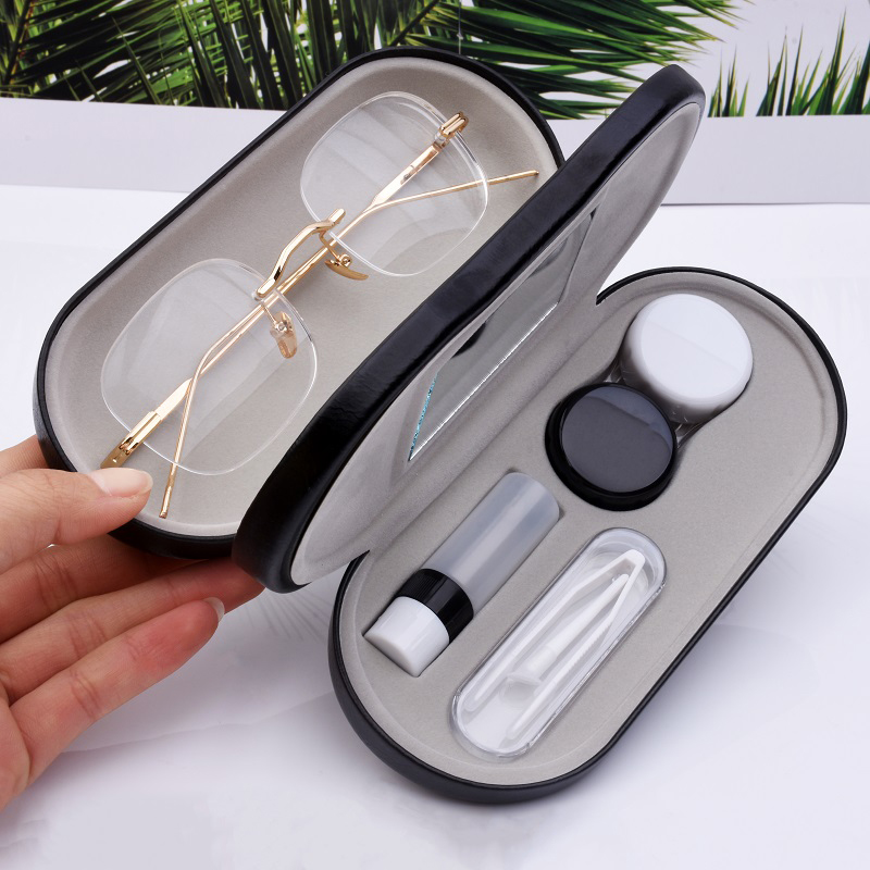 Lens Case Pouch - Compressiebestendige, dubbelwandige contactlensdoos voor twee doeleinden,