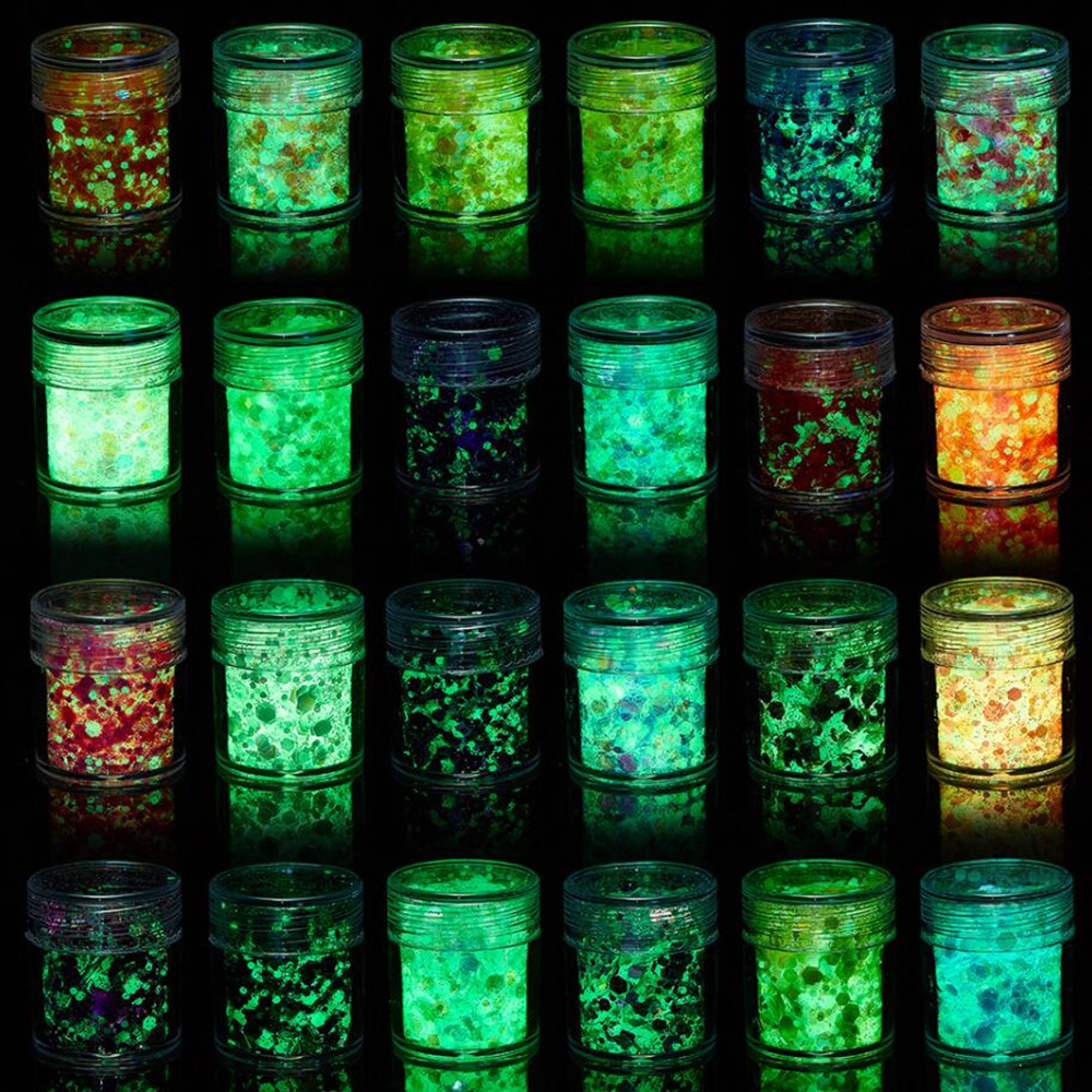 Photography Night - 24 Kleuren Lichtgevende Pailletten Glow In