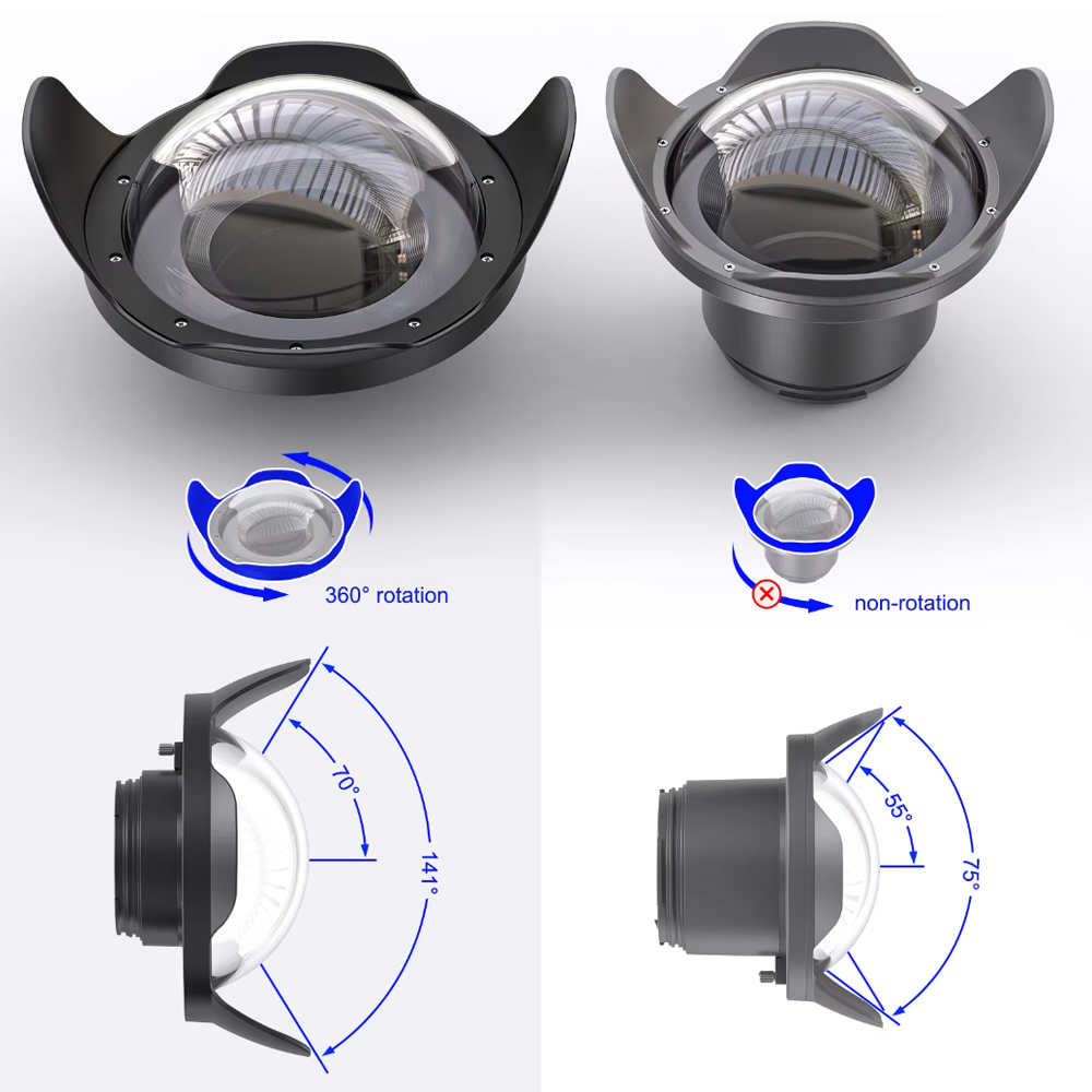 Photography Angles - 6' groothoek Dome Port-lens voor Seafrogs